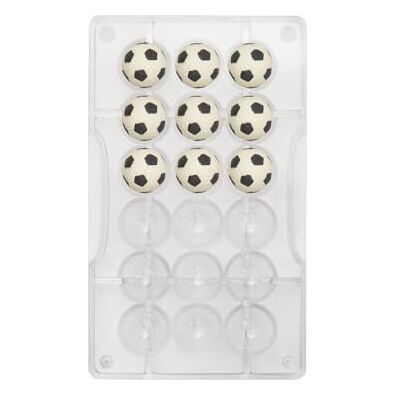 Decora 0050103 Professionele chocoladevorm, voetbal, 18 holtes, diameter 25 x hoogte 20 mm, van polycarbonaat, ideaal voor het maken van glanzende en knapperige chocolade, design Decora 0050103 Professionele chocoladevorm, voetbal, 18 holtes, diameter 25 x hoogte 20 mm, van polycarbonaat, ideaal voor het maken van glanzende en knapperige chocolade, design