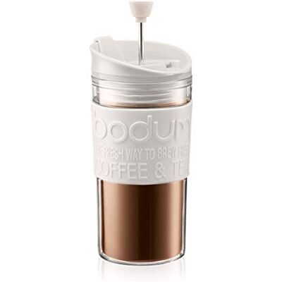 Bodum 11102-913S thermosbeker met klapdeksel, wit, transparant, 0,35 l, kunststof, 8,9 cm Bodum 11102-913S thermosbeker met klapdeksel, wit, transparant, 0,35 l, kunststof, 8,9 cm