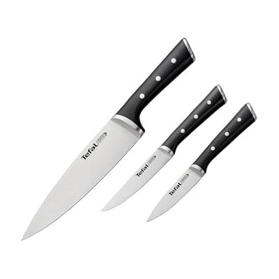 Tefal Ice Force Set van 3 keukenmessen van roestvrij staal zwart Tefal Ice Force Set van 3 keukenmessen van roestvrij staal zwart