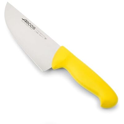 Arcos Slagersmes met breed lemmet van nitrum roestvrij staal, 170 mm, vleessnede, geel polypropyleen handvat, serie 2900 Arcos Slagersmes met breed lemmet van nitrum roestvrij staal, 170 mm, vleessnede, geel polypropyleen handvat, serie 2900