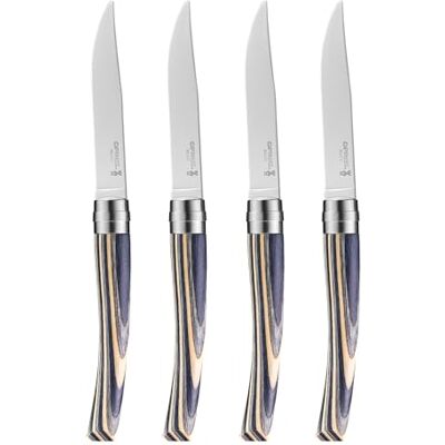 OPINEL Table Chic 254628 set van 4 messen berkenhout gelamineerd zwart lemmetlengte 10 cm OPINEL Table Chic 254628 set van 4 messen berkenhout gelamineerd zwart lemmetlengte 10 cm