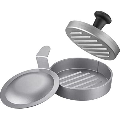 Westmark 62322260 hamburgermachine met krik, vulbaar door bodemkromming in de krik, aluminium/kunststof, Uno Plus, zilver/zwart Westmark 62322260 hamburgermachine met krik, vulbaar door bodemkromming in de krik, aluminium/kunststof, Uno Plus, zilver/zwart