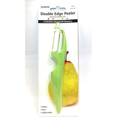 Kyocera dubbelzijdige dunschiller, scherp lemmet van zirkonia-keramiek, vaatwasmachinebestendig, geschikt voor rechts- en linkshandigen, groen, CP-11-GR Kyocera dubbelzijdige dunschiller, scherp lemmet van zirkonia-keramiek, vaatwasmachinebestendig, geschikt voor rechts- en linkshandigen, groen, CP-11-GR
