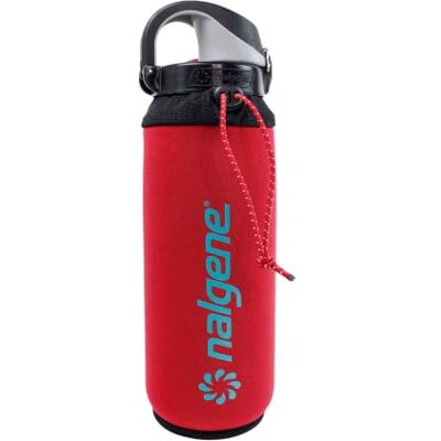 Nalgene Neopreen hoes voor waterfles, voorkomt condensatie, isoleert dranken, ontworpen voor 710 ml fles, rode knop Nalgene Neopreen hoes voor waterfles, voorkomt condensatie, isoleert dranken, ontworpen voor 710 ml fles, rode knop