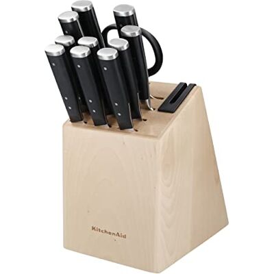 KitchenAid 11-delige gesmede messenset, messenblok en messenslijper, Japans staal, 10 messen, schaar, blok en slijper set KitchenAid 11-delige gesmede messenset, messenblok en messenslijper, Japans staal, 10 messen, schaar, blok en slijper set