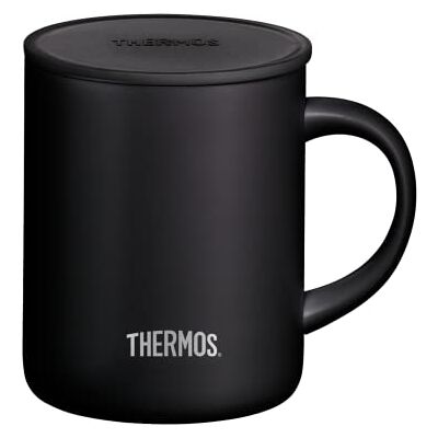 Thermos Roestvrij stalen beker Longlife Cup 350 ml, beker roestvrij staal zwart met erop te leggen deksel, koffiebeker houdt dranken langer warm, ideaal voor kantoor of camping, 1 stuk Thermos Roestvrij stalen beker Longlife Cup 350 ml, beker roestvrij staal zwart met erop te leggen deksel, koffiebeker houdt dranken langer warm, ideaal voor kantoor of camping, 1 stuk