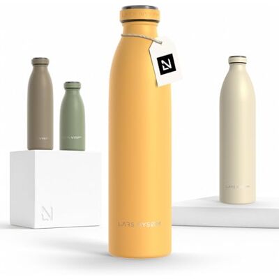 LARS NYSØM Drinkfles van roestvrij staal, 750 ml, 0,75 l, geïsoleerde waterfles, waterdichte drinkfles voor sport, fiets, kinderen (mosterdgeel, 750 ml) LARS NYSØM Drinkfles van roestvrij staal, 750 ml, 0,75 l, geïsoleerde waterfles, waterdichte drinkfles voor sport, fiets, kinderen (mosterdgeel, 750 ml)