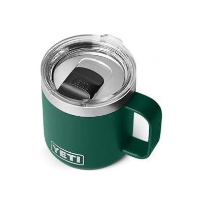 YETI Rambler Stapelbare mok met Durasip keramische voering, vacuüm geïsoleerd, roestvrijstalen mok met Magslider deksel, Black Forest Green, 10 oz (295 ml) YETI Rambler Stapelbare mok met Durasip keramische voering, vacuüm geïsoleerd, roestvrijstalen mok met Magslider deksel, Black Forest Green, 10 oz (295 ml)
