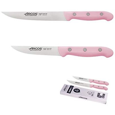 Arcos Serie Maitre Messenset, 2-delig, professioneel keukenmes 150 mm + universeel mes 100 mm, roestvrij staal, roze, milieuvriendelijk Arcos Serie Maitre Messenset, 2-delig, professioneel keukenmes 150 mm + universeel mes 100 mm, roestvrij staal, roze, milieuvriendelijk