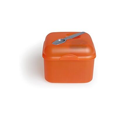 Excelsa Take Away Saladebox, oranje, grijs, 14 x 14 x 11 cm Excelsa Take Away Saladebox, oranje, grijs, 14 x 14 x 11 cm