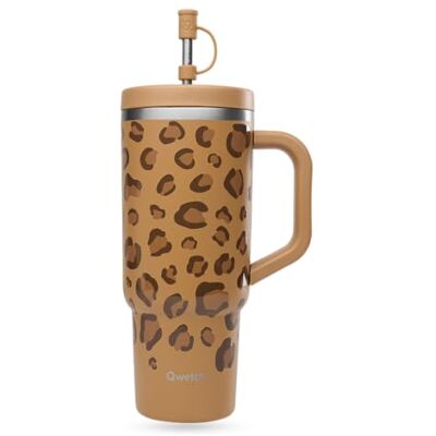 QWETCH Travel Cup Thermosbeker 900 ml met rietje en handvat, 48 uur ijs/12 uur koud, geïsoleerde beker van gerecycled roestvrij staal, lekvrij schroefdeksel, Quencher Style QWETCH Travel Cup Thermosbeker 900 ml met rietje en handvat, 48 uur ijs/12 uur koud, geïsoleerde beker van gerecycled roestvrij staal, lekvrij schroefdeksel, Quencher Style