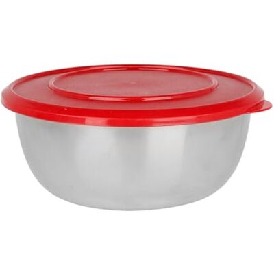 Equinox 530626 Keukenkom van roestvrij staal, 1,5 l, Ø 19 cm, H 7 cm, mengkom met luchtdicht deksel van kunststof, rood Equinox 530626 Keukenkom van roestvrij staal, 1,5 l, Ø 19 cm, H 7 cm, mengkom met luchtdicht deksel van kunststof, rood