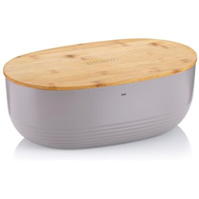 kela Broodtrommel grijs met ventilatiegaten in bamboe deksel 37,5 x 23 x 14 cm broodtrommel kunststof Namen kela Broodtrommel grijs met ventilatiegaten in bamboe deksel 37,5 x 23 x 14 cm broodtrommel kunststof Namen