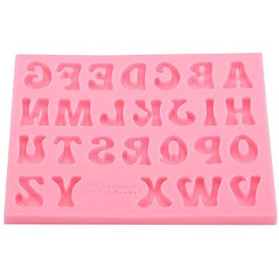 Hilitand Siliconen mal 3D alfabet 26 letters roze voor chocoladetaarten Hilitand Siliconen mal 3D alfabet 26 letters roze voor chocoladetaarten