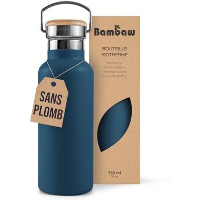 Bambaw Fles van 750 ml, roestvrij staal, thermosfles, 750 ml, met handvat, brede opening voor theezeef, gemakkelijk te reinigen en ideaal voor dagelijks gebruik, saffierblauw Bambaw Fles van 750 ml, roestvrij staal, thermosfles, 750 ml, met handvat, brede opening voor theezeef, gemakkelijk te reinigen en ideaal voor dagelijks gebruik, saffierblauw