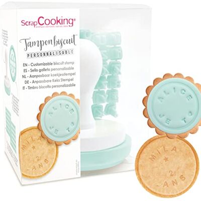 ScrapCooking Gepersonaliseerde berichtenstempel voor koekjes Ronde stempel van hout en siliconen voor het personaliseren van zandkoekjes, koekjes Cadeau voor gebak 2036, watergroen ScrapCooking Gepersonaliseerde berichtenstempel voor koekjes Ronde stempel van hout en siliconen voor het personaliseren van zandkoekjes, koekjes Cadeau voor gebak 2036, watergroen
