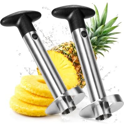 com-four ® 2 x ananassnijder 3-in-1, ananasschiller van roestvrij staal com-four ® 2 x ananassnijder 3-in-1, ananasschiller van roestvrij staal
