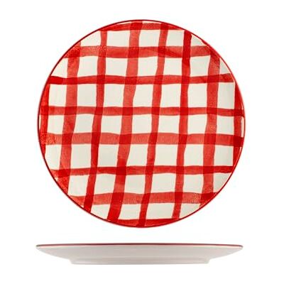 H&H Set van 6 kerstborden check 26 cm H&H Set van 6 kerstborden check 26 cm