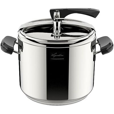 Lagostina La Classica Lagofusion snelkookpan Ø 26 cm inhoud 12 l Van roestvrij staal 18/10, Lagofusion bodem, bakelieten handgrepen, met mand, receptenboek en ecodosis, gewichtsventiel Lagostina La Classica Lagofusion snelkookpan Ø 26 cm inhoud 12 l Van roestvrij staal 18/10, Lagofusion bodem, bakelieten handgrepen, met mand, receptenboek en ecodosis, gewichtsventiel