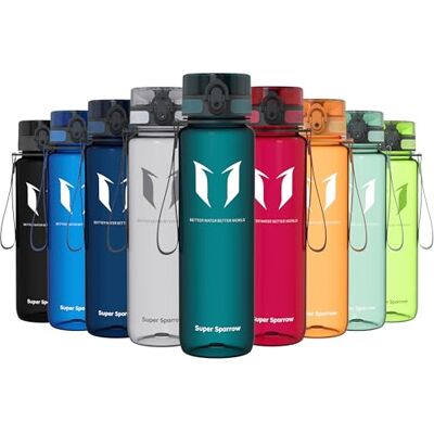 Super Sparrow Sportfles & Morsvrije Kinderfles 1L BPA-vrij Ideale Tritan Waterfles voor Sport, Fiets, Fitness, Universiteit, Buiten Licht, Duurzaam Drinkfles Super Sparrow Sportfles & Morsvrije Kinderfles 1L BPA-vrij Ideale Tritan Waterfles voor Sport, Fiets, Fitness, Universiteit, Buiten Licht, Duurzaam Drinkfles