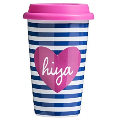 Premier Hiya Thermosbeker met deksel, porselein/siliconen, roze, 330 ml Premier Hiya Thermosbeker met deksel, porselein/siliconen, roze, 330 ml