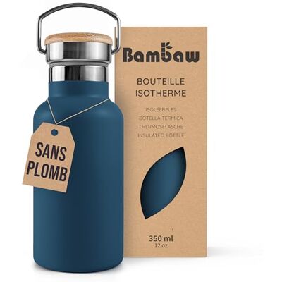 Bambaw Thermosfles, 350 ml, roestvrijstalen thermosfles, dubbelwandig, voor warme of koude dranken, sportfles van roestvrij staal, gemakkelijk te reinigen dankzij brede mond (saffierblauw) Bambaw Thermosfles, 350 ml, roestvrijstalen thermosfles, dubbelwandig, voor warme of koude dranken, sportfles van roestvrij staal, gemakkelijk te reinigen dankzij brede mond (saffierblauw)