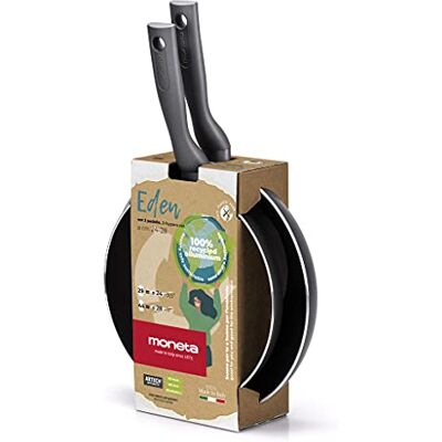 Moneta Eden pannenset 24-28 cm van gerecycled aluminium in blikjes, 100% Made in Italy Moneta Eden pannenset 24-28 cm van gerecycled aluminium in blikjes, 100% Made in Italy