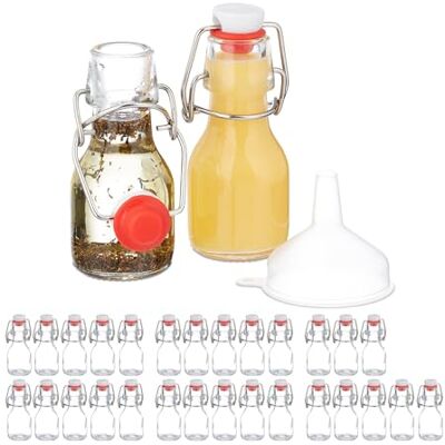 Relaxdays 30 kleine transparante glazen flessen van 50 ml, 11,5 x 5 x 4,5 cm Relaxdays 30 kleine transparante glazen flessen van 50 ml, 11,5 x 5 x 4,5 cm