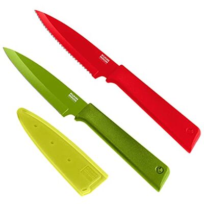 KUHN RIKON Colori+ 2 stuks voorbereidingsmessen set, rood & groen KUHN RIKON Colori+ 2 stuks voorbereidingsmessen set, rood & groen