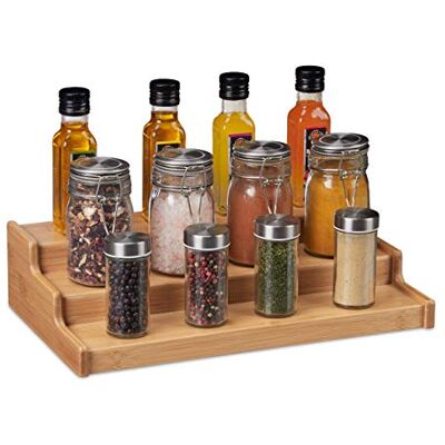 Relaxdays Kruidenrek van bamboe met 3 etages voor werkblad, 9 x 38 x 22 cm, natuur, 1 stuk Relaxdays Kruidenrek van bamboe met 3 etages voor werkblad, 9 x 38 x 22 cm, natuur, 1 stuk