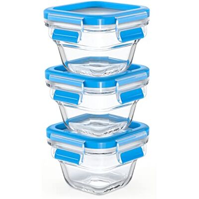 Emsa N10507 Clip & Close Glazen vershouddozenset, 3-delig, 3 x 0,18 l, stapelbaar, vriesbestendig, ovenvast, magnetronbestendig, 100% dicht, vaatwasserbestendig, transparant/blauw Emsa N10507 Clip & Close Glazen vershouddozenset, 3-delig, 3 x 0,18 l, stapelbaar, vriesbestendig, ovenvast, magnetronbestendig, 100% dicht, vaatwasserbestendig, transparant/blauw