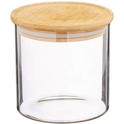 Kesper Glazen pot met bamboe deksel en FSC-gecertificeerde luchtdichte sluiting, afmetingen: 10 x 10 cm, inhoud: ca. 500 ml. 38008 Kesper Glazen pot met bamboe deksel en FSC-gecertificeerde luchtdichte sluiting, afmetingen: 10 x 10 cm, inhoud: ca. 500 ml. 38008