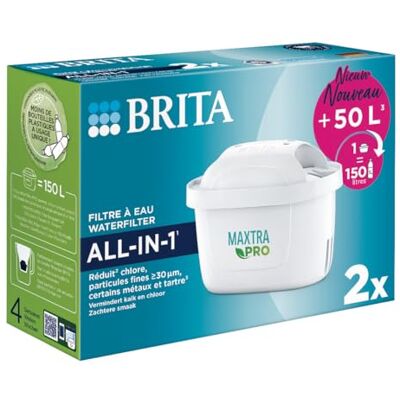 Brita MAXTRA PRO All-in-1 filter 2 stuks filterpatroon voor zuiver en vers leidingwater Brita MAXTRA PRO All-in-1 filter 2 stuks filterpatroon voor zuiver en vers leidingwater
