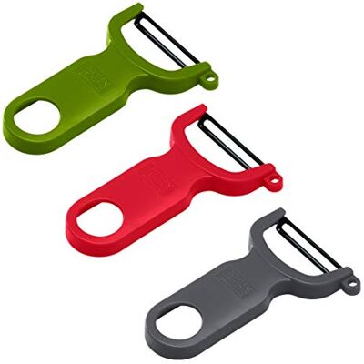KUHN RIKON Originele Swiss Peeler, set van 3, groen, rood en grijs KUHN RIKON Originele Swiss Peeler, set van 3, groen, rood en grijs