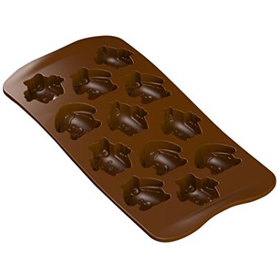 silikomart 22.130.77.0065 SCG30 bakvorm paasdier voor chocolade, 12 bakjes, siliconen, bruin silikomart 22.130.77.0065 SCG30 bakvorm paasdier voor chocolade, 12 bakjes, siliconen, bruin