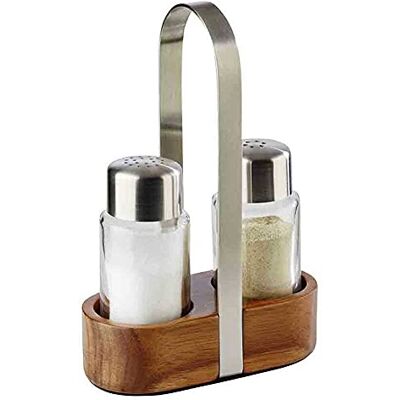 APS Wood 40435 zout- en pepermolen met handvat van gesatineerd gepolijst roestvrij staal, glazen shaker met roestvrijstalen deksel, 11,5 x 5,5 x 17 cm APS Wood 40435 zout- en pepermolen met handvat van gesatineerd gepolijst roestvrij staal, glazen shaker met roestvrijstalen deksel, 11,5 x 5,5 x 17 cm