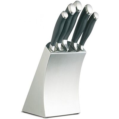 Master Class KitchenCraft MasterClass Trojan Designer Roestvrijstalen messenset en messenblok, 6-delig Master Class KitchenCraft MasterClass Trojan Designer Roestvrijstalen messenset en messenblok, 6-delig