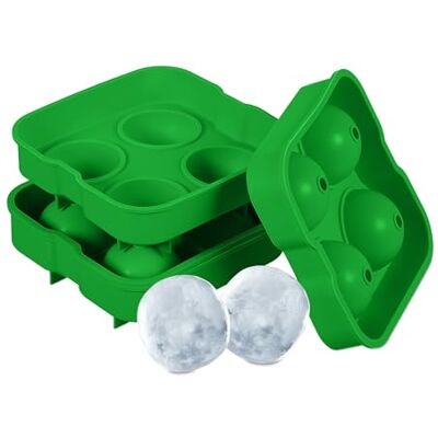 Relaxdays IJsblokjesbak, 2 stuks, herbruikbare siliconen, vakken met een diameter van 4,5 cm, groen Relaxdays IJsblokjesbak, 2 stuks, herbruikbare siliconen, vakken met een diameter van 4,5 cm, groen