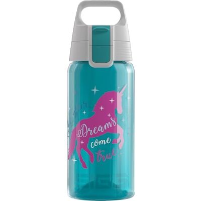 Sigg Viva One Unicorn kinderdrinkfles (0,5 l) vrij van schadelijke stoffen met lekvrij deksel, met één hand te bedienen drinkfles voor kinderen Sigg Viva One Unicorn kinderdrinkfles (0,5 l) vrij van schadelijke stoffen met lekvrij deksel, met één hand te bedienen drinkfles voor kinderen