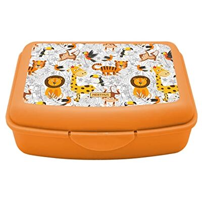 NERTHUS FIH 921 lunchbox voor kinderen, safari, lichte lunchbox, duurzaam, eenvoudige reiniging NERTHUS FIH 921 lunchbox voor kinderen, safari, lichte lunchbox, duurzaam, eenvoudige reiniging