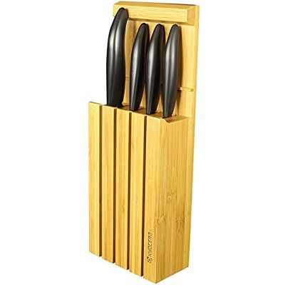 Kyocera 4WHBK Messenblok met 4 messen voor kantoor, universeel, Santoku, keramiek, wit/zwart Kyocera 4WHBK Messenblok met 4 messen voor kantoor, universeel, Santoku, keramiek, wit/zwart