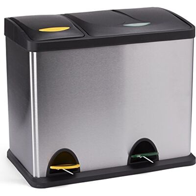 MSV Vuilnisbak 26 liter (8 l + 18 l) met binnenemmer, grote pedaalemmer van roestvrij staal MSV Vuilnisbak 26 liter (8 l + 18 l) met binnenemmer, grote pedaalemmer van roestvrij staal