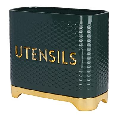 KitchenCraft Lovello Gestructureerde Keukengereihouder 19 x 9 x 18 cm Jager Groen & Goud KitchenCraft Lovello Gestructureerde Keukengereihouder 19 x 9 x 18 cm Jager Groen & Goud
