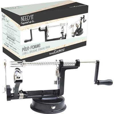 ScrapCooking Need'it Appelschiller 3-in-1 van metaal, dunschiller voor het schillen van levensmiddelen, roestvrij staal, voor bakken, keuken, zwart ScrapCooking Need'it Appelschiller 3-in-1 van metaal, dunschiller voor het schillen van levensmiddelen, roestvrij staal, voor bakken, keuken, zwart