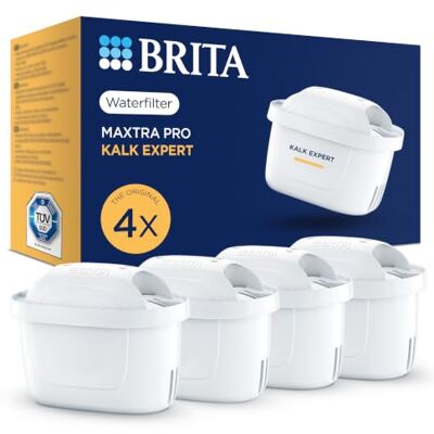 Brita 4 stuks extra anti-kalk waterfilterpatronen voor alle karaffen, filtert kalk, ultieme apparaatbescherming, de specialist voor warme dranken Brita 4 stuks extra anti-kalk waterfilterpatronen voor alle karaffen, filtert kalk, ultieme apparaatbescherming, de specialist voor warme dranken