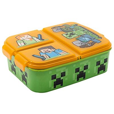 Stor Minecraft Sandwichmaker met 3 vakken voor kinderen, broodtrommel voor kinderen, snackbox, versierde lunchbox Stor Minecraft Sandwichmaker met 3 vakken voor kinderen, broodtrommel voor kinderen, snackbox, versierde lunchbox