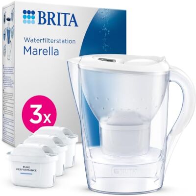 Brita Waterfilterkan MAXTRA Marella, 3 x Pure Performance filters Wit (2,4 l) Past in koelkast kan met digitale vervangingsmeter en klapdeksel, vermindert PFAS, chloor, metalen en meer Brita Waterfilterkan MAXTRA Marella, 3 x Pure Performance filters Wit (2,4 l) Past in koelkast kan met digitale vervangingsmeter en klapdeksel, vermindert PFAS, chloor, metalen en meer