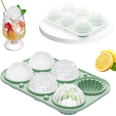 Luxoraiova IJsblokjesvorm van siliconen, 5 cm, grote ronde ijsblokjesvorm met deksel en trechter, herbruikbaar, BPA-vrij, lekvrij, voor ijs, whisky, cocktail, groen Luxoraiova IJsblokjesvorm van siliconen, 5 cm, grote ronde ijsblokjesvorm met deksel en trechter, herbruikbaar, BPA-vrij, lekvrij, voor ijs, whisky, cocktail, groen
