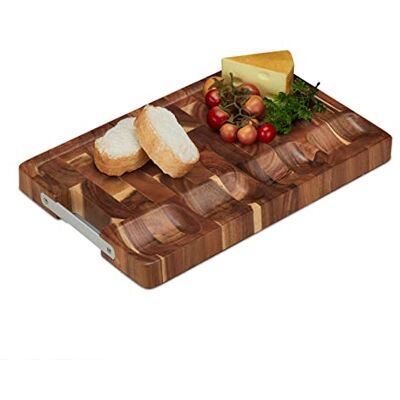 Relaxdays Massief houten snijplank, 40 x 25 cm, acaciahout, snijplank, snijplank, snijplank met sapgroef, bruin Relaxdays Massief houten snijplank, 40 x 25 cm, acaciahout, snijplank, snijplank, snijplank met sapgroef, bruin