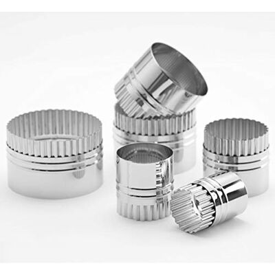 Thermohauser 6 stuks ronde uitsteekvormen van roestvrij staal met gladde en gegolfde rand 5,0 11,4 cm diameter Thermohauser 6 stuks ronde uitsteekvormen van roestvrij staal met gladde en gegolfde rand 5,0 11,4 cm diameter